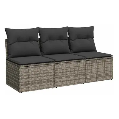 vidaXL 3 személyes szürke polyrattan kerti kanapé párnával