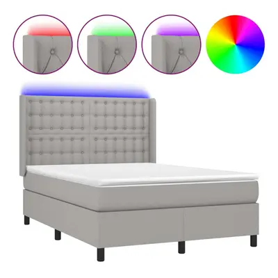 vidaXL világosszürke szövet rugós és LED-es ágy matraccal 140x200 cm