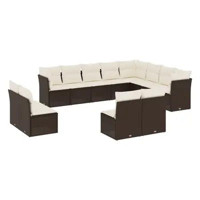 vidaXL 12 részes barna polyrattan kerti ülőgarnitúra párnákkal