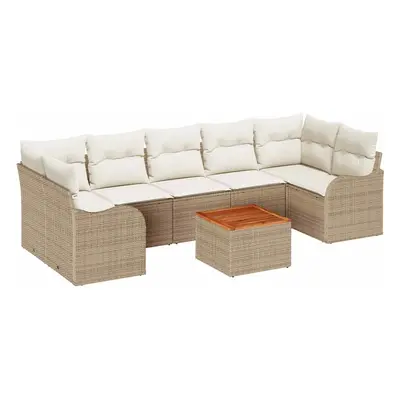 vidaXL Kerti Kanapé Szett tárolóval 8 pcs Beige és krém polirattan
