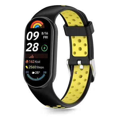 Tech-Protect IconBand Air Xiaomi Mi Smart Band 10 / Band 9 / Band 8 bőrszíj, fekete-sárga