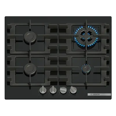 Bosch Serie 4, Gáz főzőlap, 60 cm, Edzett üveg, Fekete, PNH6B6K40