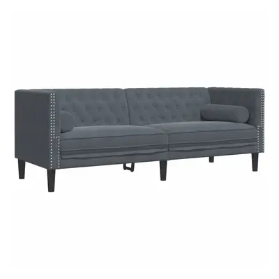 vidaXL 3 személyes sötétszürke bársony Chesterfield kanapé párnákkal