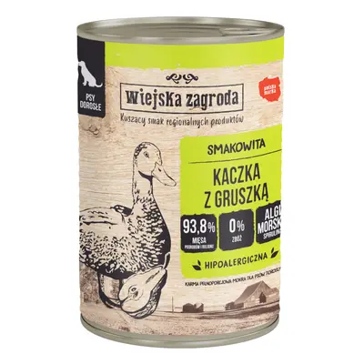 WIEJSKA ZAGRODA Kacsa körtével nedves kutyatáp 400 g