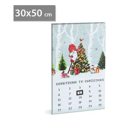LED-es fali kép – kalendárium – 3 melegfehér LED – 30 x 50 cm