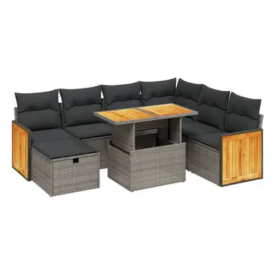 vidaXL 8 részes szürke polyrattan kerti ülőgarnitúra párnákkal