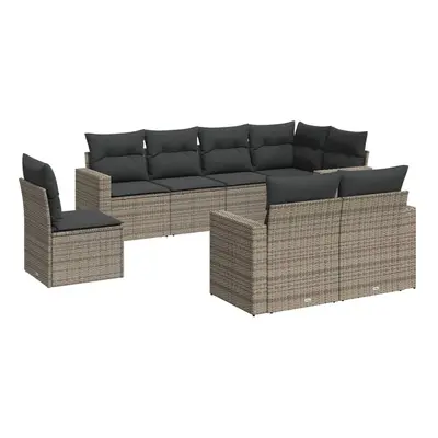 vidaXL 8 részes szürke polyrattan kerti ülőgarnitúra párnákkal