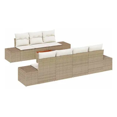 vidaXL Kerti Kanapé Szett tárolóval 8 pcs Beige és krém polirattan