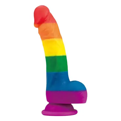Lovetoy Prider - élethű szilikon dildó - 19 cm (szivárvány)