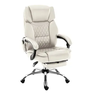Ergonomikus irodai fotel Mark Adler bézs színű, forgó, lábtartóval és masszázs funkcióval