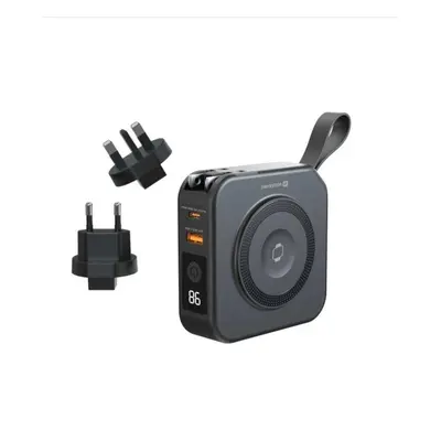SWISSTEN POWER BANK ALL-IN-ONE PRO VÁLTOZHATÓ HIDESZEL (USA, EU, UK) 10000 mAh 20W FEKETE