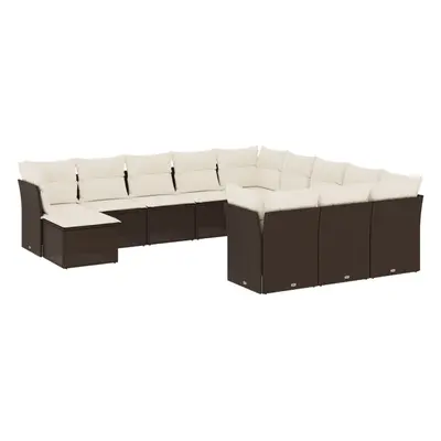 vidaXL 12 részes barna polyrattan kerti ülőgarnitúra párnákkal