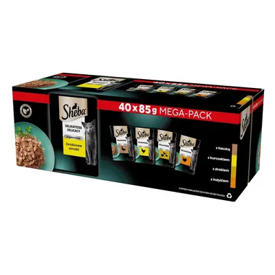 SHEBA Delicacy Poultry Flavours 40x85 g teljes értékű nedves eledel felnőtt macskáknak zselés darabokban kacsa, csirke, baromfi 