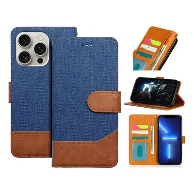 Xiaomi Redmi 13C 4G / Poco C65, Oldalra nyíló tok, stand, kártyatartóval, farmer minta, Jeans Book, kék