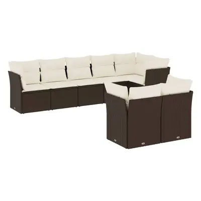 vidaXL 8 részes barna polyrattan kerti ülőgarnitúra párnákkal