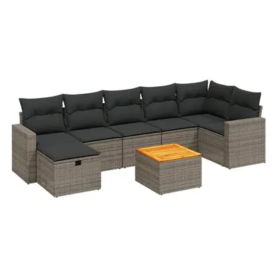 vidaXL 8 részes szürke polyrattan kerti ülőgarnitúra párnákkal