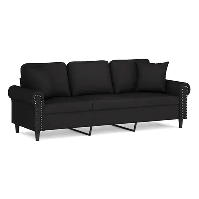vidaXL 3 személyes fekete bársony kanapé díszpárnákkal 180 cm