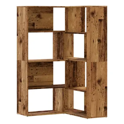vidaXL 4 szintes antik fa szerelt fa sarokkönyvespolc 85 x 85 x 140 cm
