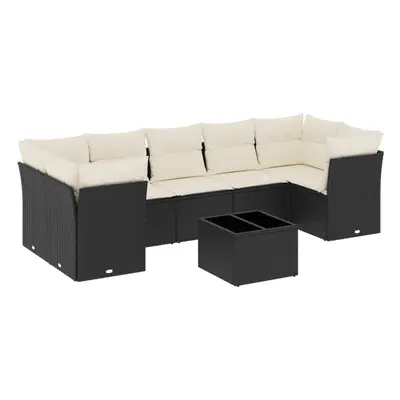 vidaXL 8 részes fekete polyrattan kerti ülőgarnitúra párnákkal