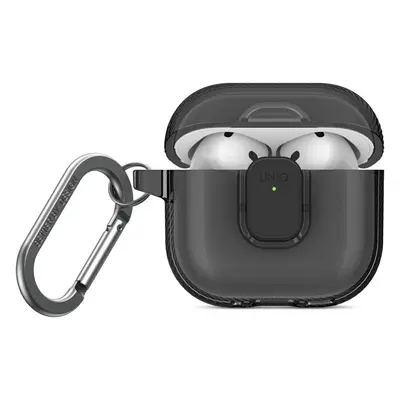 Uniq Glase Pro Apple AirPods 4 tok karabinerrel, szürke