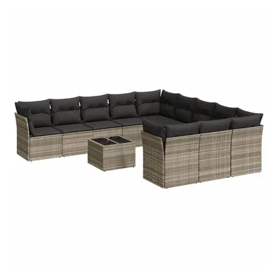 vidaXL 12 részes világosszürke polyrattan kerti ülőgarnitúra párnával
