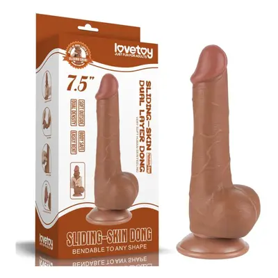 LoveToy – Sliding-Skin realisztikus világosbarna bőrös dildó (19 cm - 7,5")