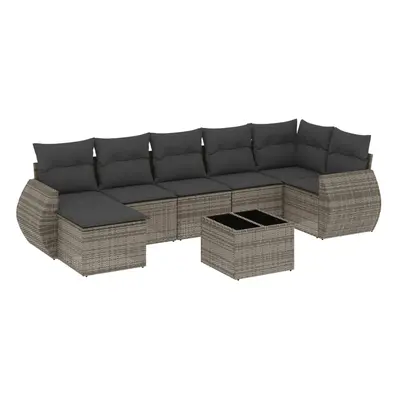 vidaXL 8 részes szürke polyrattan kerti ülőgarnitúra párnákkal