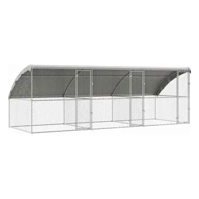 vidaXL Kutyaház tárolóval 3 pcs Ezüst 6 x 2 x 2 m Horganyzott acél
