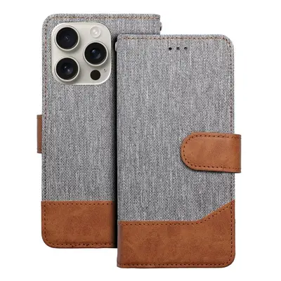 Xiaomi Redmi 13C 4G / Poco C65, Oldalra nyíló tok, stand, kártyatartóval, farmer minta, Jeans Book, szürke