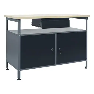 vidaXL fekete acél munkapad 120 x 60 x 85 cm