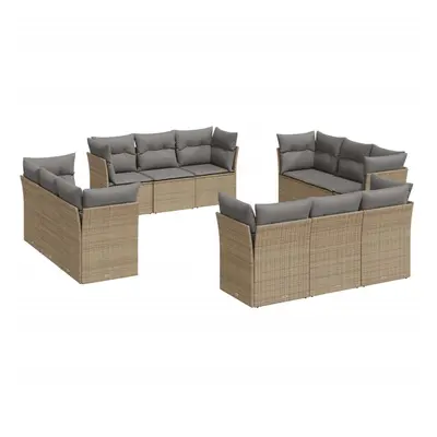 vidaXL 12 részes bézs polyrattan kerti ülőgarnitúra párnákkal