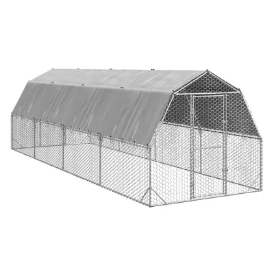 vidaXL Csirkekifutó tetővel 2,5x8x2,25 m horganyzott acél