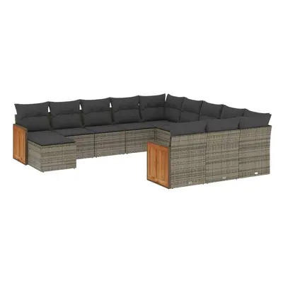 vidaXL 12 részes szürke polyrattan kerti ülőgarnitúra párnákkal