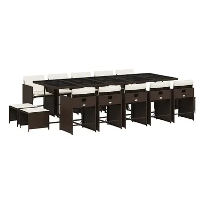 vidaXL 15 részes barna polyrattan kerti ülőgarnitúra párnákkal
