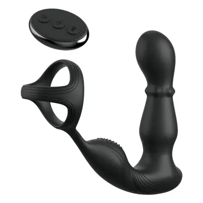 Anal Fantasy Ass-Gasm - forgó fejes anál vibrátor péniszgyűrűvel (fekete)