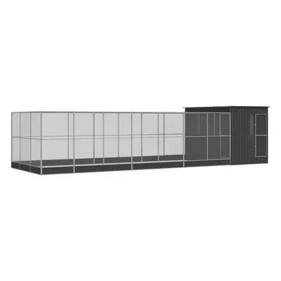vidaXL ezüstszínű acél madárház bővítménnyel 911 x 303 x 216 cm