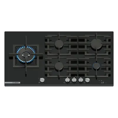 Bosch Serie 8, Gáz főzőlap, 90 cm, Edzett üveg, Fekete, PRS9A6H40