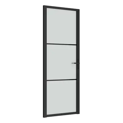 vidaXL fekete matt üveg és alumínium beltéri ajtó 76 x 201,5 cm