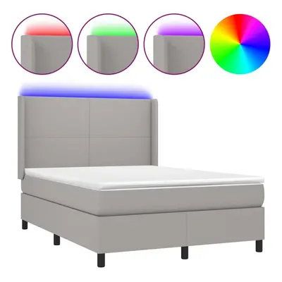 vidaXL világosszürke szövet rugós és LED-es ágy matraccal 140x200 cm
