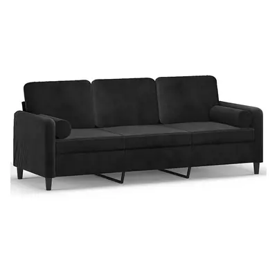 vidaXL 3 személyes fekete bársony kanapé díszpárnákkal 180 cm