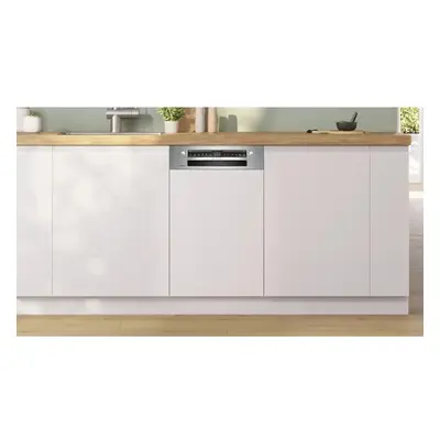 Bosch Serie 4, Félig beépíthető mosogatógép, 45 cm, Szálcsiszolt...