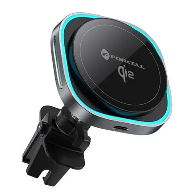Forcell F-Grip Air Mag autós tartó / autós töltő szellőzőrácsba, vezeték nélküli / wireless töltéssel, Qi2, 15W, szürke