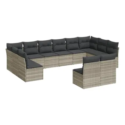 vidaXL 12 részes világosszürke polyrattan kerti ülőgarnitúra párnával