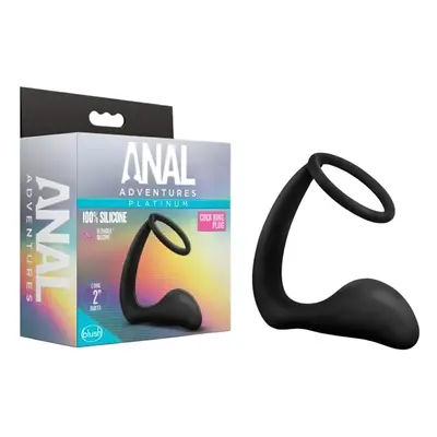Anal Adventures Platinum - anál dildó péniszgyűrűvel (fekete)