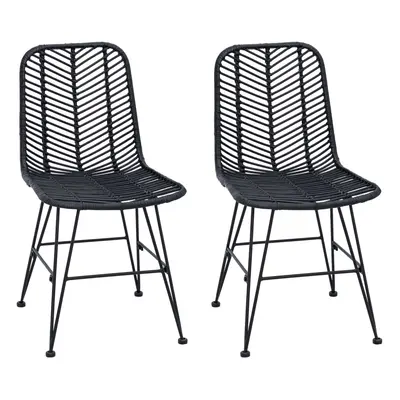vidaXL Étkezőszék 2 pcs Rattan és Vas Fekete 44,5 x 54,5 x 85 cm