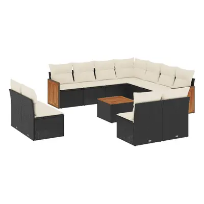 vidaXL 12 részes fekete polyrattan kerti ülőgarnitúra párnákkal