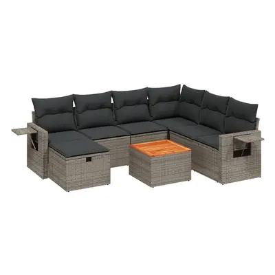 vidaXL 8 részes szürke polyrattan kerti ülőgarnitúra párnákkal