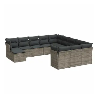 vidaXL 12 részes szürke polyrattan kerti ülőgarnitúra párnákkal
