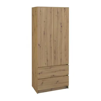 Gardróbszekrény SS-90 Mályva 2 Ajtó 2 Fiók Tölgy Artisan 90 CM