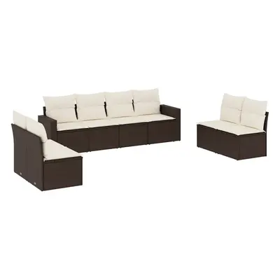 vidaXL 8 részes barna polyrattan kerti ülőgarnitúra párnákkal